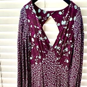 Free People midi stretch cotton prairie dress multi-colored COOL Cottagecore!